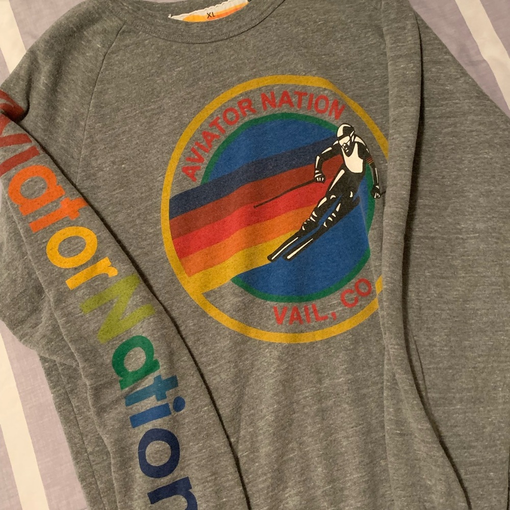 Aviator nation Heather grey vail logo crewneck XL